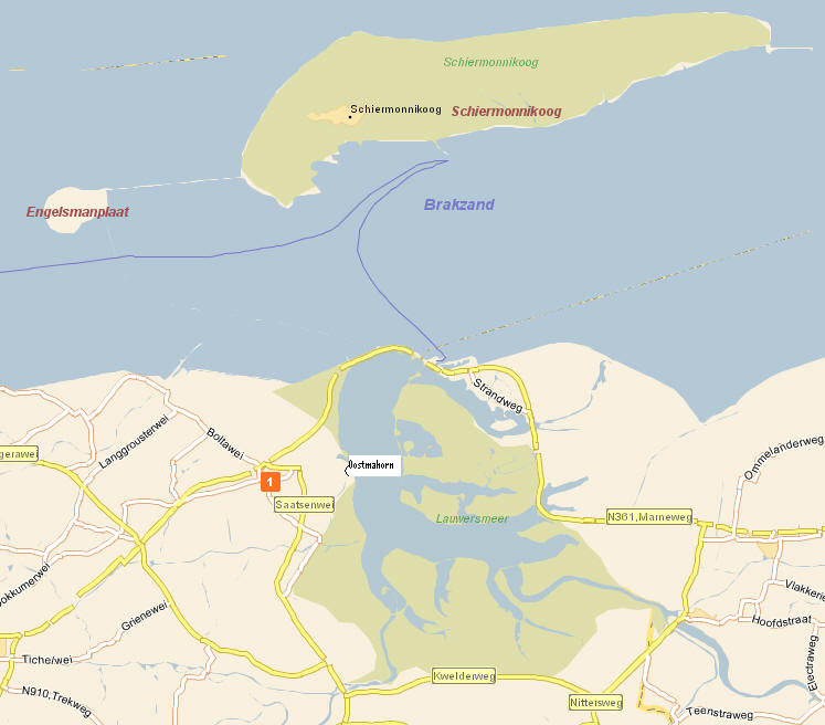 Kaart van het Lauwersmeer
